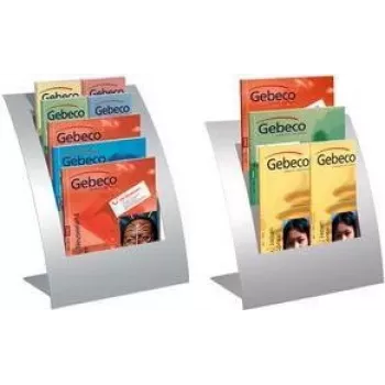 Expositor de folletos Kerkmann Varia DIN A4, 5 compartimentos, aluminio plateado