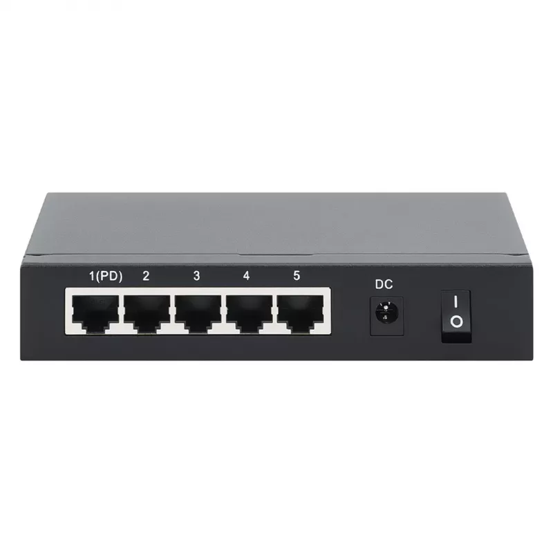 Conmutador Gigabit 5xPoE Passthrough, alimentado por PoE o AC, 68W