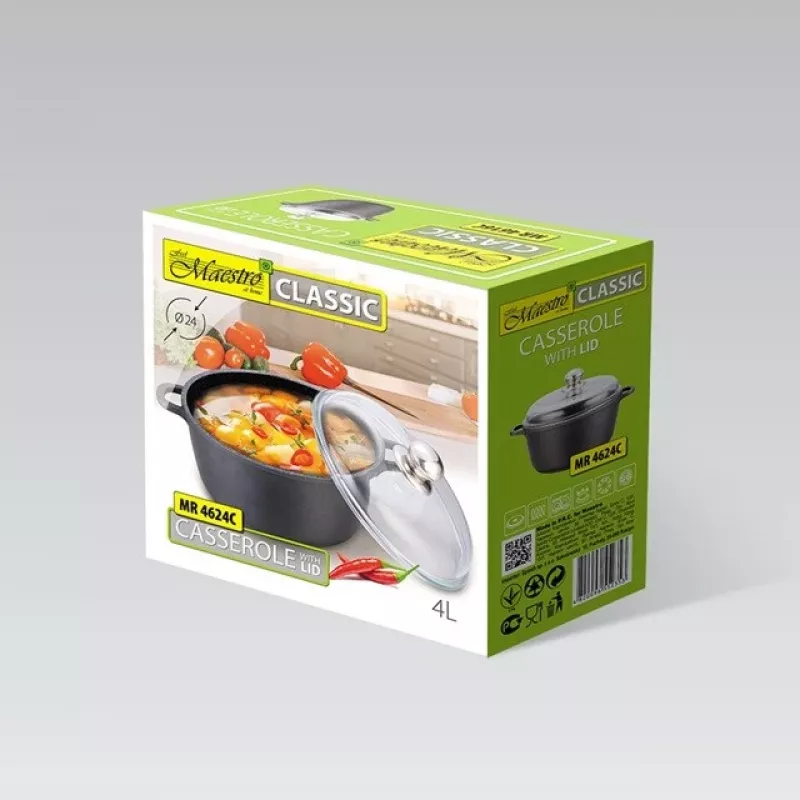 Olla con tapa Maestro MR-4624C 24 cm 4 l Negra