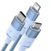 Cable USB 3 en 1 Baseus StarSpeed Series, USB-C + Micro + Lightning 3,5A, 1,2m (Azul)