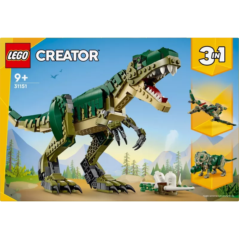 Juguete de construcción LEGO Creator 3 en 1 T.Rex, set de construcción, 626 piezas, 150 mm de altura, edad 9+