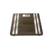 Báscula de baño electrónica Medisana BS 552 — color plata con superficie de bambú, máx. 180 kg, precisión de 100 g, Bluetooth, IMC, composición corporal