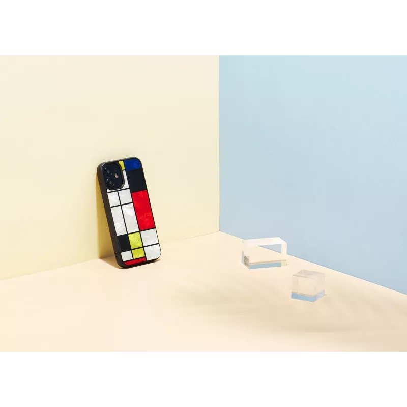 Funda protectora iKins para Apple iPhone 12 mini – diseño Mondrian negro