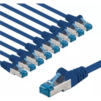 Cable de red Goobay CAT 6A S/FTP PiMF 5 m azul pack de 10 - conductor de cobre CU (67536)