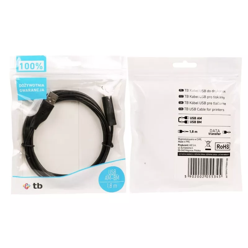 TB Cable USB AM-BM 1.8 negro (AKTBXKU1PABW18B)