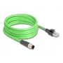 Cable de red DeLOCK M12 D-codificado 4 polos conector macho a conector macho RJ45 PUR (TPU) 5 m