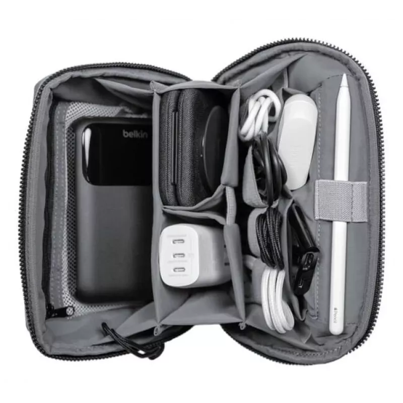 Organizador de viaje Belkin MMA013HQBK diseño compacto material resistente, bolsa de transporte para cables y accesorios