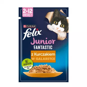 Alimento húmedo para gatos Purina Nestlé Felix Fantastic Junior 85 g bolsa — pollo, 77,5 % humedad, 13,5 % proteína