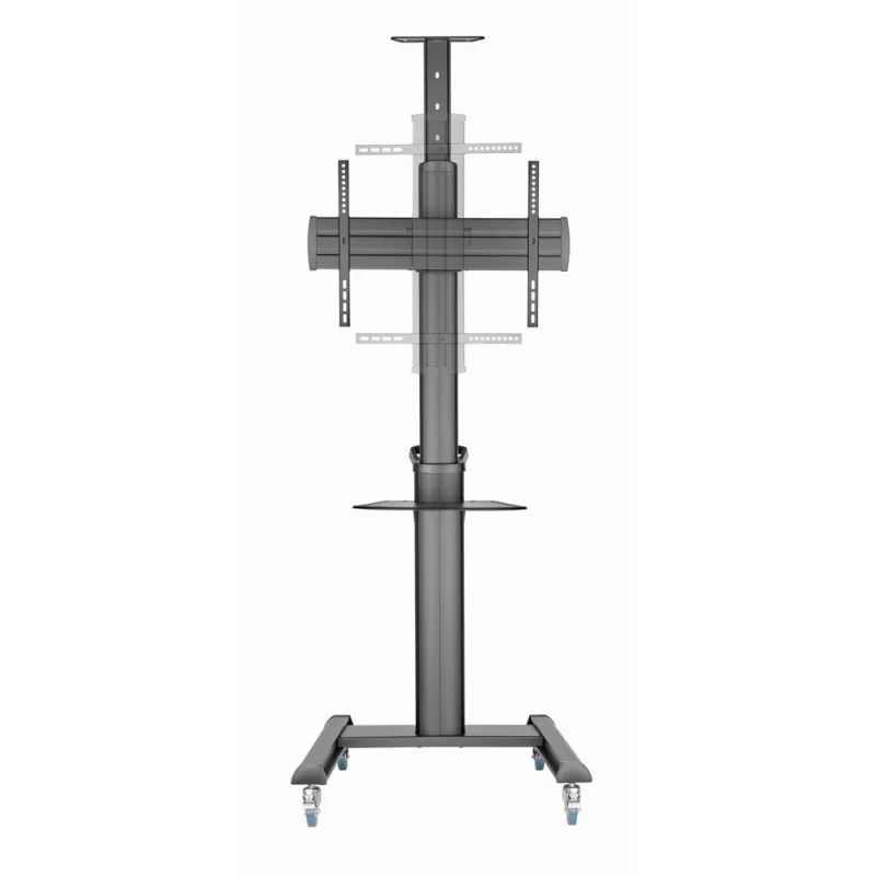 Soporte de TV de suelo Gembird TVS-70T-02 para pantallas de 37 inch-70 inch, máx. 70 kg, VESA 200x200-600x400, inclinable ±5°/-12°, altura ajustable, ruedas, gestión de cables