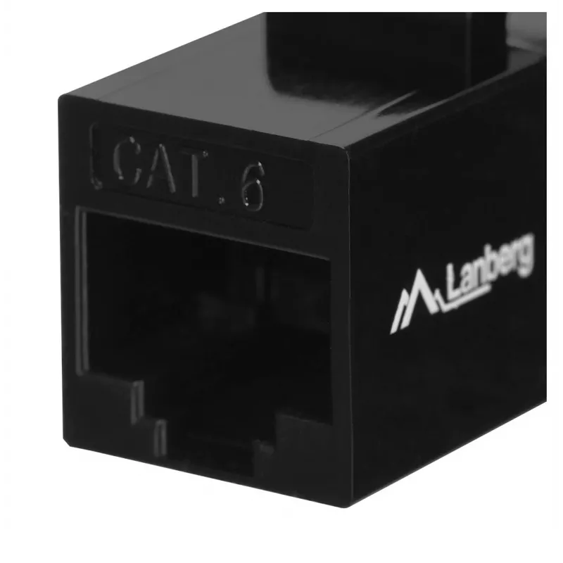 Módulo Keystone LANBERG KSU6-3000 — Cat6 U/UTP RJ-45 conector hembra a RJ-45 conector hembra, diseño plano, negro