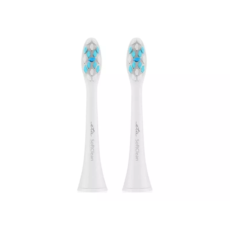 Cabezales de cepillo de dientes ETA SoftClean pack de 2, cerdas suaves, azul y blanco