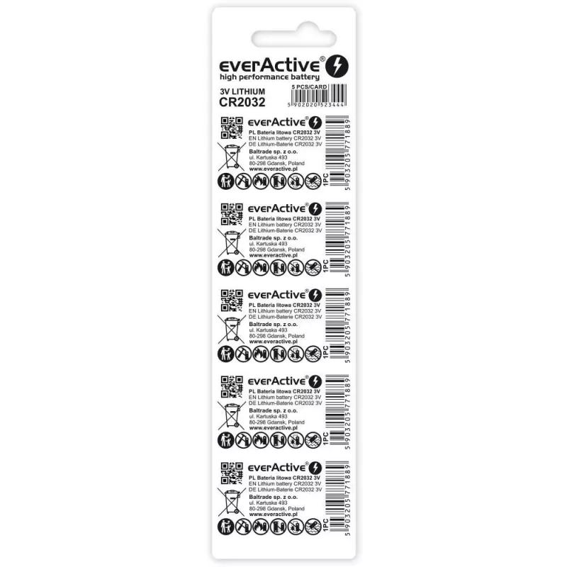 Pilas de litio everActive CR2032 - blíster 5 uds.