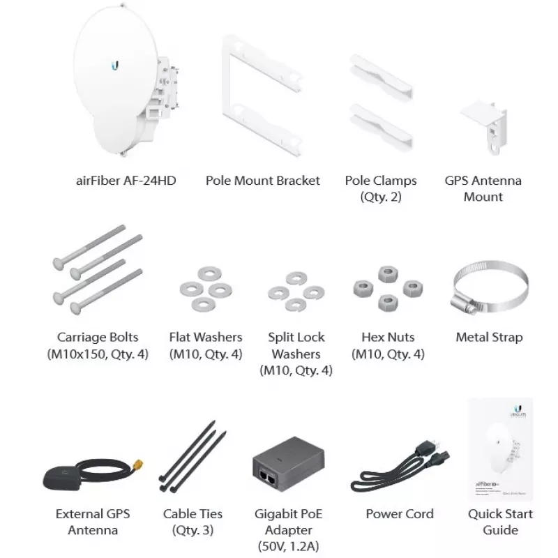 Ubiquiti AirFiber AF-24HD, 2Gbps+ Backhaul, 24GHz (precio por unidad)