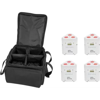 Set de iluminación EUROLITE 4x AKKU TL-3 TCL blanco con funda blanda, paneles TCL a batería