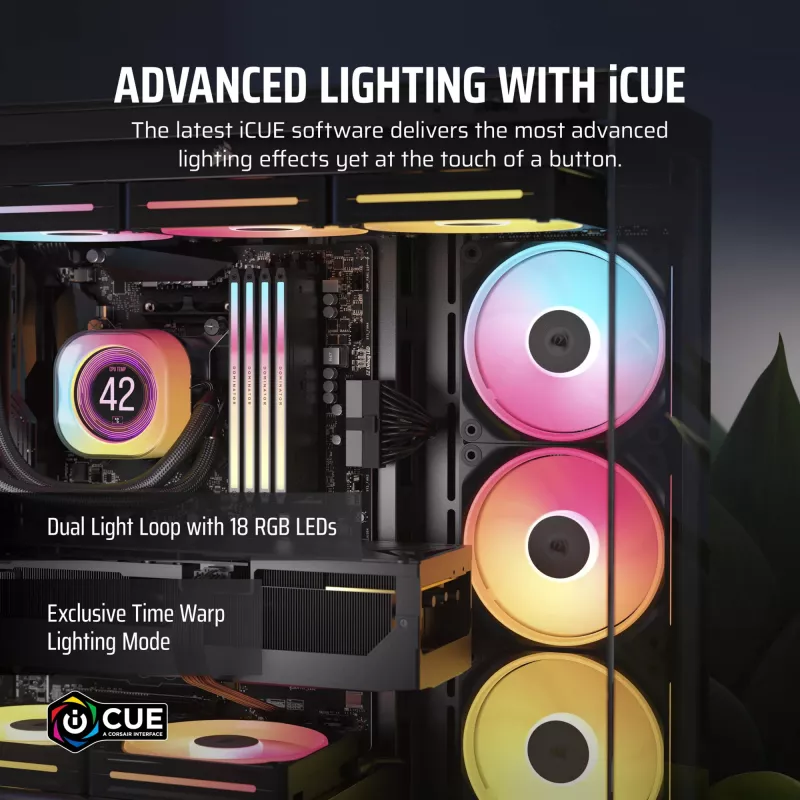 Corsair iCUE LINK LX120-R RGB Reverse ventilador de caja, 120 mm, PWM, 400–2400 rpm, negro