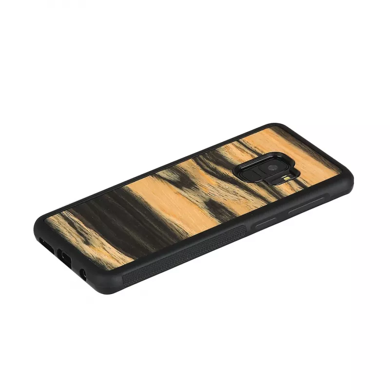 Funda para smartphone de madera para Samsung Galaxy S9, ébano blanco/acabado negro