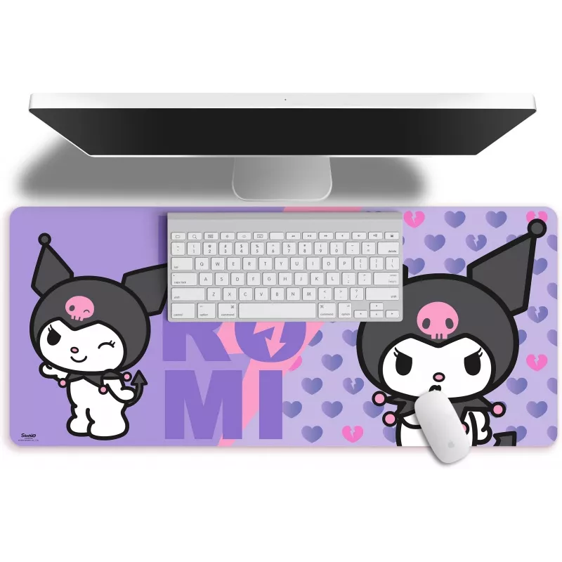 Alfombrilla de ratón Kids Euroswan 80x30 cm Hello Kitty Kuromi, gran alfombrilla rectangular para gaming/escritorio