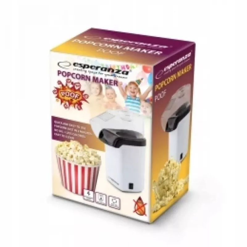 Máquina de palomitas Esperanza EKP005W negra blanca, 0,27 L, 1200 W, aire caliente