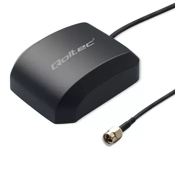 Antena GPS/GLONASS QOLTEC modelo 57055 con base magnética, ganancia de 28 dB