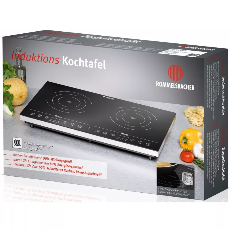 Placa de inducción Rommelsbacher CT 3410/IN, 2 zonas, control táctil