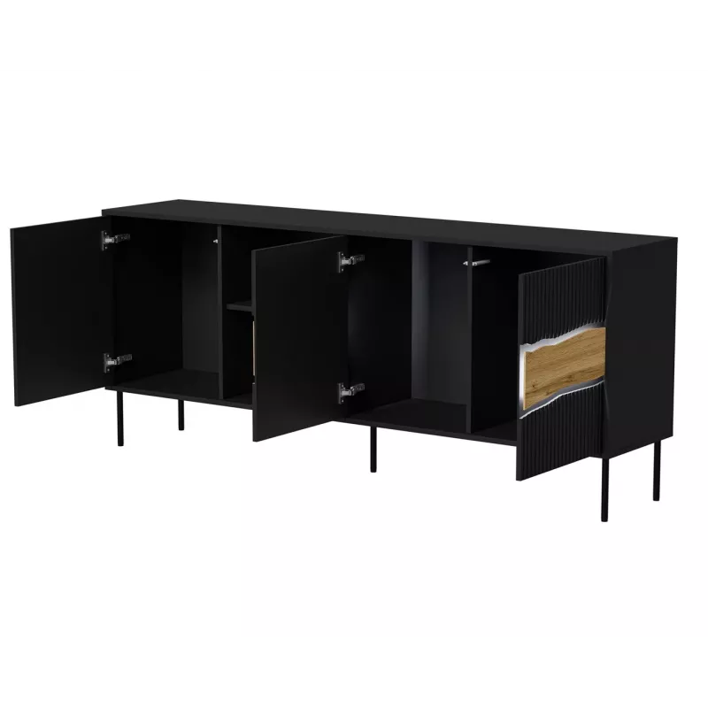 Cómoda Cama INSERTO 3D1W 190x40x80 negra + LED