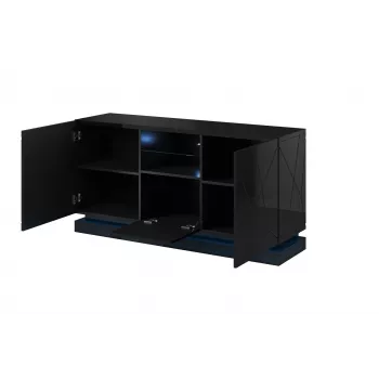 Cómoda QIU 2D1K 150x41.5x75 negro brillante/negro brillante