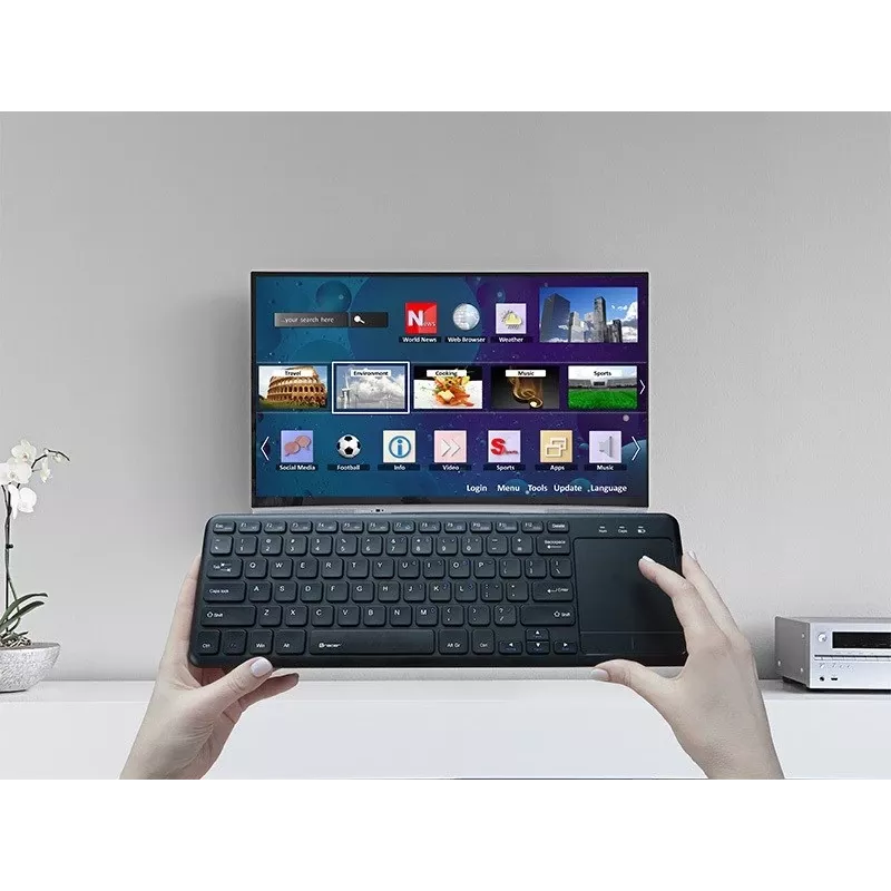 Teclado inalámbrico RF TRACER TRAKLA46367 — tamaño completo, membrana, touchpad, 2,4 GHz, negro