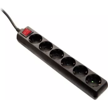 Regleta de enchufes AS Schwabe 11512 Schuko negra — de una pieza