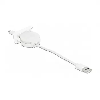 Cable DeLOCK Easy 45 módulo USB 2.0 cable retráctil USB Type-A a 8 Pin Lightning hembra blanco