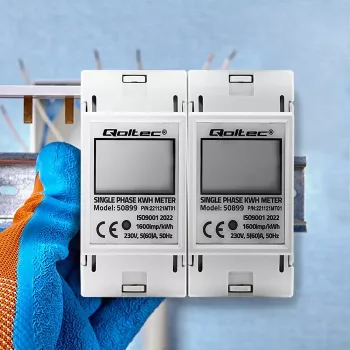 Medidor de consumo eléctrico monofásico QOLTEC 50899 230 V 50 Hz, 5(60)A, clase 1.0, LCD