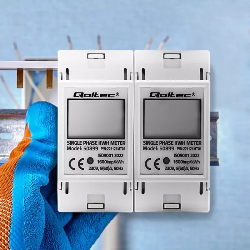 Medidor de consumo eléctrico monofásico QOLTEC 50899 230 V 50 Hz, 5(60)A, clase 1.0, LCD