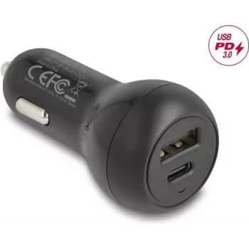 Cargador de coche DELOCK 64329 — mechero 12–24V carga rápida USB-C para smartphone y tablet, negro