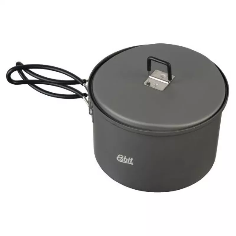 ESBIT set de cocina con hornillo de alcohol, aluminio 1,5 L, Ø15,4 cm, H115 mm, negro