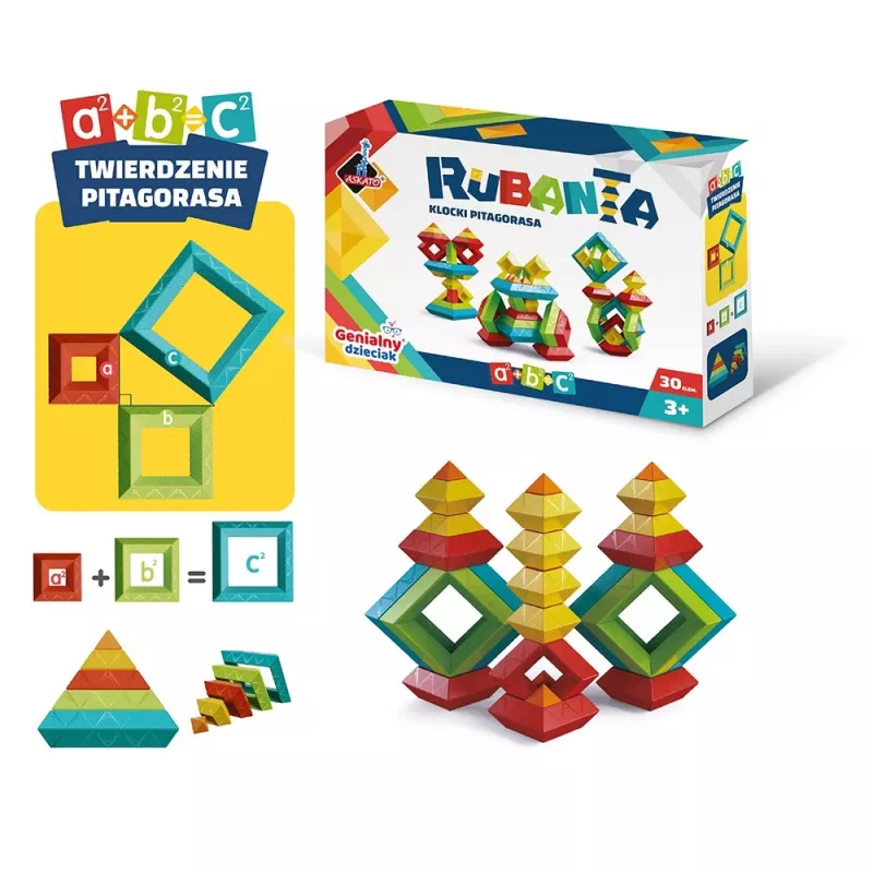 Juguete de construcción educativo Ascato Pythagoras Blocks Rubanta 30 piezas modelo 119403