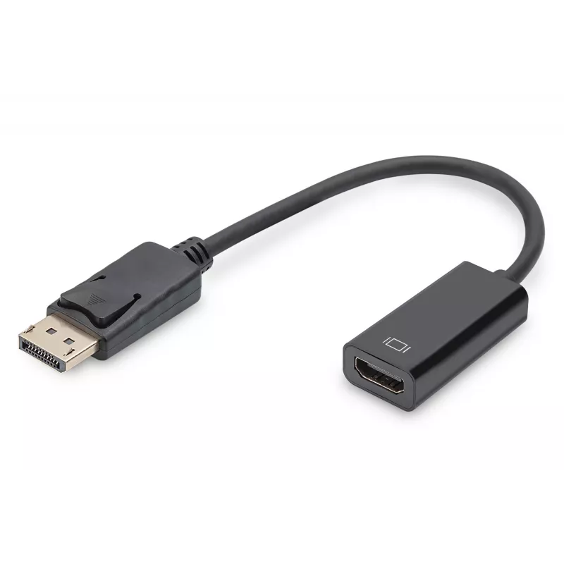 Adaptador DIGITUS, conector macho DisplayPort - conector hembra HDMI A, DisplayPort estándar 1.1a, certificado UL20276, AWG28 (DB-340400-001-S)