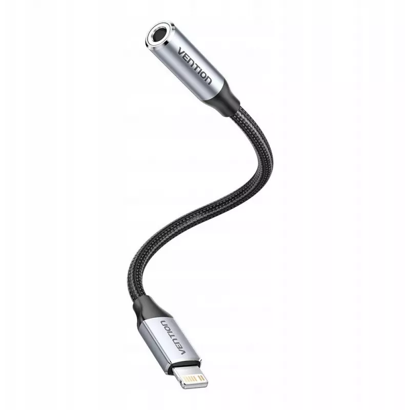 Adaptador de audio Vention Lightning a 3,5 mm BMBHA, adaptador con cable Lightning a 3,5 mm de 0,1 m, gris