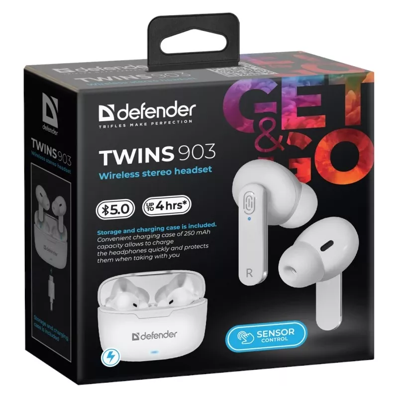 Auriculares Bluetooth Defender TWINS 903, blancos