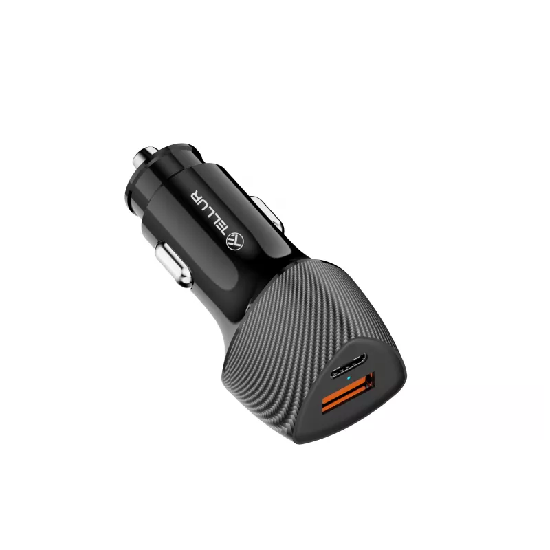 Cargador de coche Tellur FCC10 38W 6A PD20W QC3.0 – fuente de alimentación para vehículo USB-C y USB-A