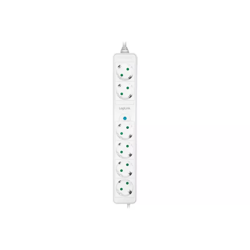 Extensión de alimentación LogiLink LPS271 1.5m 6 Tomas de CA Interior Blanco