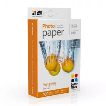 Papel fotográfico ColorWay PG2601004R, blanco brillo, 10 x 15 cm, 260 g/m²