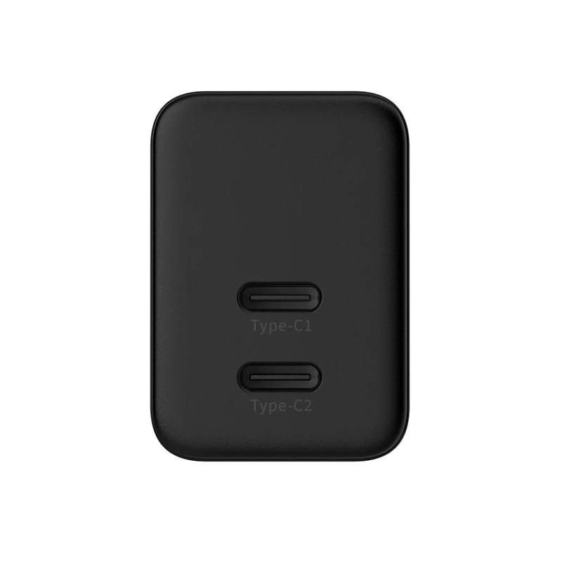 Cargador de pared Crong Ultra Compact GaN 35W PD 3.0 2x USB-C (negro)