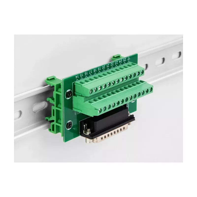 DeLOCK 66911 adaptador de D-Sub macho de 25 pines a bloque de terminales de 26 pines para carril DIN