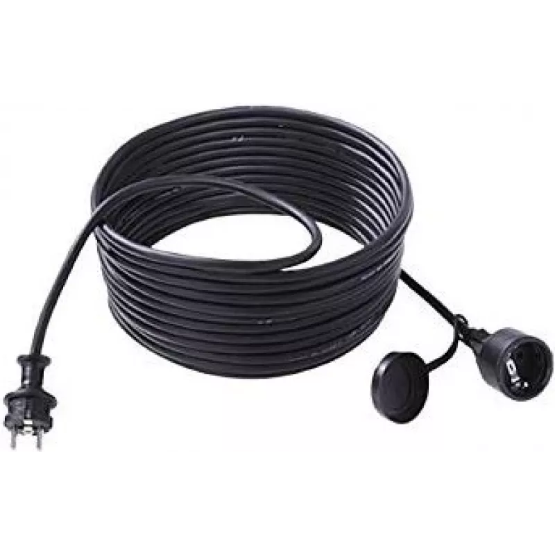 Bachmann - Alargador de corriente - 2 polos (S) a tipo F (R) - AC 250 V - 16 A - 10,0 m - Exterior - Negro (343.191)
