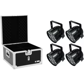 Foco LED PAR EUROLITE PAR-56 HCL Short 4x con EPS-Case, configuración de 4 lámparas PAR-56 HCL
