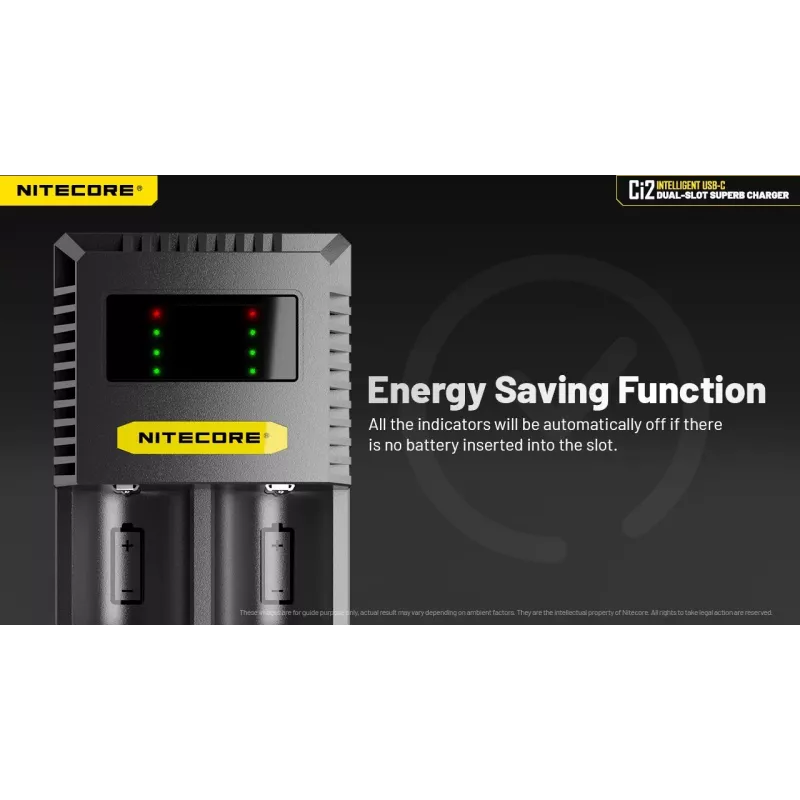 Cargador de baterías Nitecore Ci12 cargador USB universal para Li‑Ion, NiCd, NiMH, entrada 3A 5/9/12V, carcasa de plástico