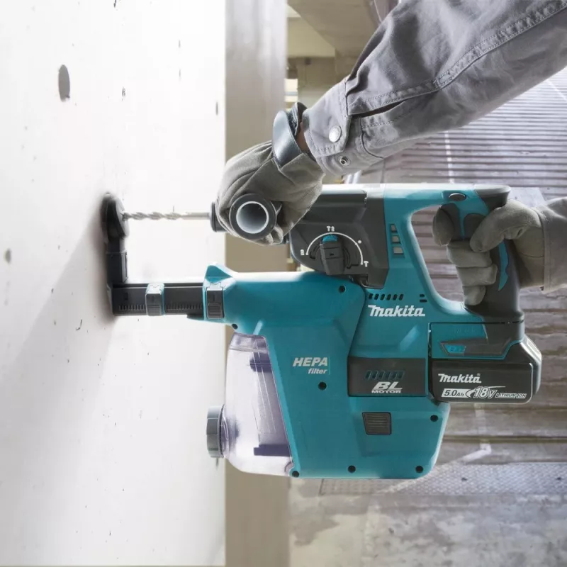 Makita DHR243RTJW - Martillo combinado - Batería - 3 funciones - SDS-plus - 2 julios - 2 baterías, cargador incluido - 18 V (DHR243RTJW)