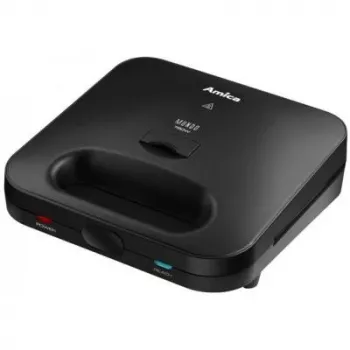 Sandwichera Amica SMK4011, 750 W, 3 tipos de placas, negra