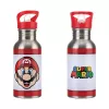 Botella de agua metálica Paladone Super Mario con pajita