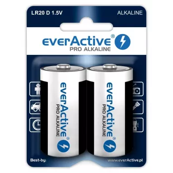 Pilas alcalinas everActive Pro Alkaline LR20 D - blíster 2 uds.