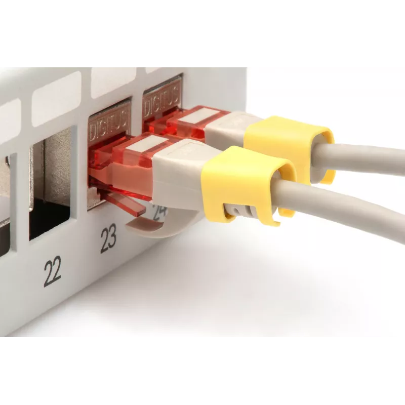 DIGITUS - Clips para cables con codificación por colores - para cables de parcheo - amarillo (paquete de 100) (A-CC-Y)